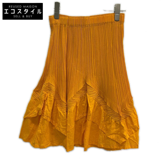 ISSEY MIYAKE イッセイミヤケ IM42FG237 イエロー プリーツミディアムスカート スカート