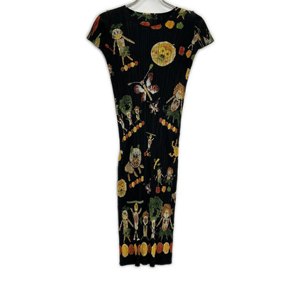PLEATS PLEASE プリーツプリーズ PP41-JH656 ブラック ベジタブル 野菜 総柄ワンピース ワンピース