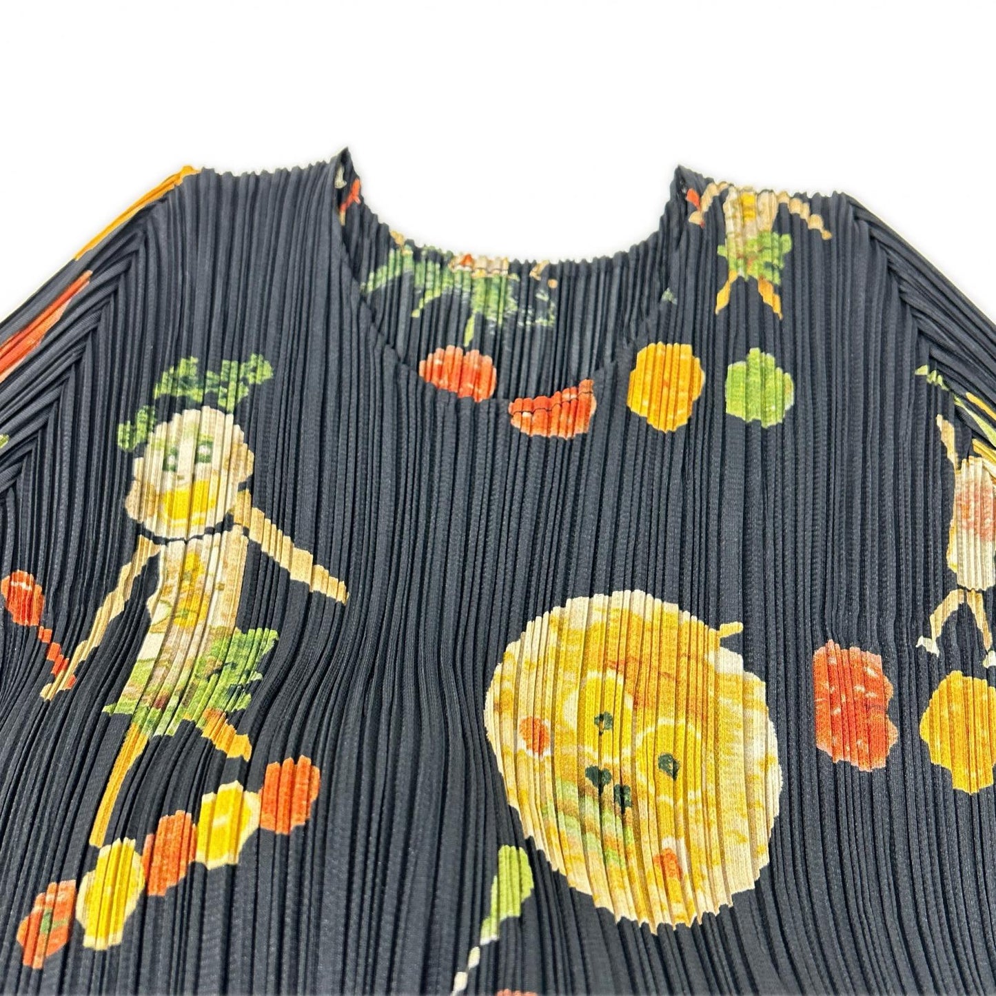 PLEATS PLEASE プリーツプリーズ PP41-JH656 ブラック ベジタブル 野菜 総柄ワンピース ワンピース