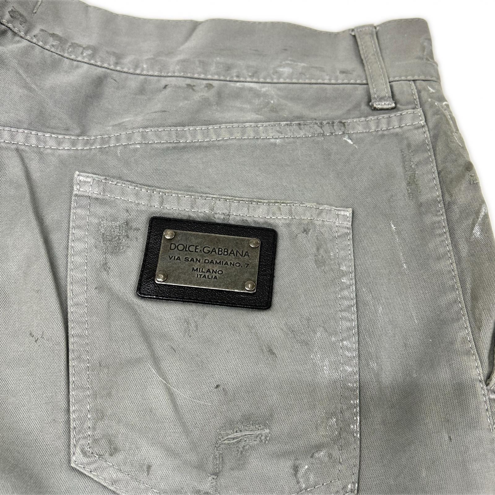 DOLCE&GABBANA ドルチェアンドガッバーナ GZP0LT/G8G13 モスグリーン ペイント加工デニムパンツ ボトムス