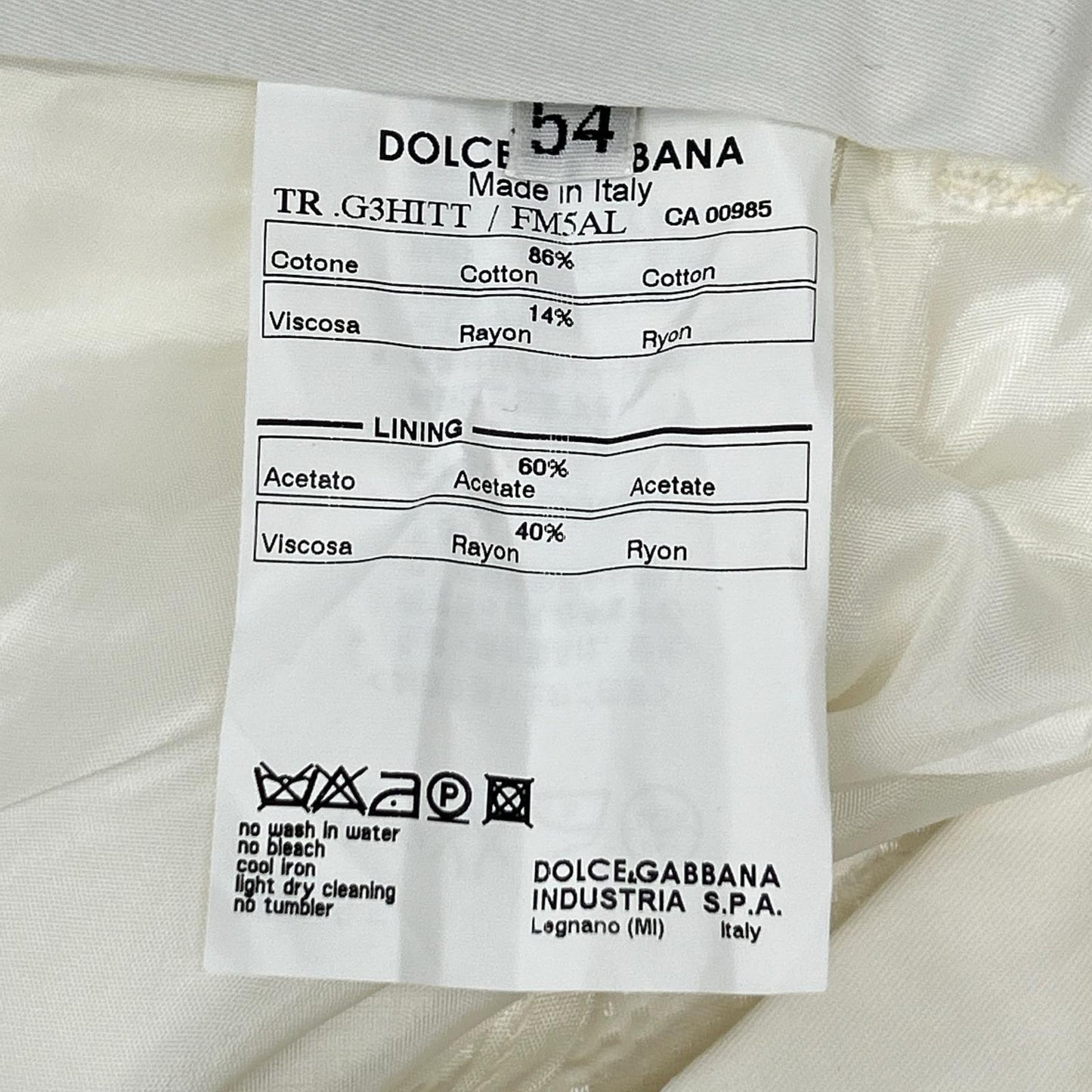 DOLCE&GABBANA ドルチェアンドガッバーナ G3HITT/FM5AL ホワイト センタープレススラックスパンツ ボトムス