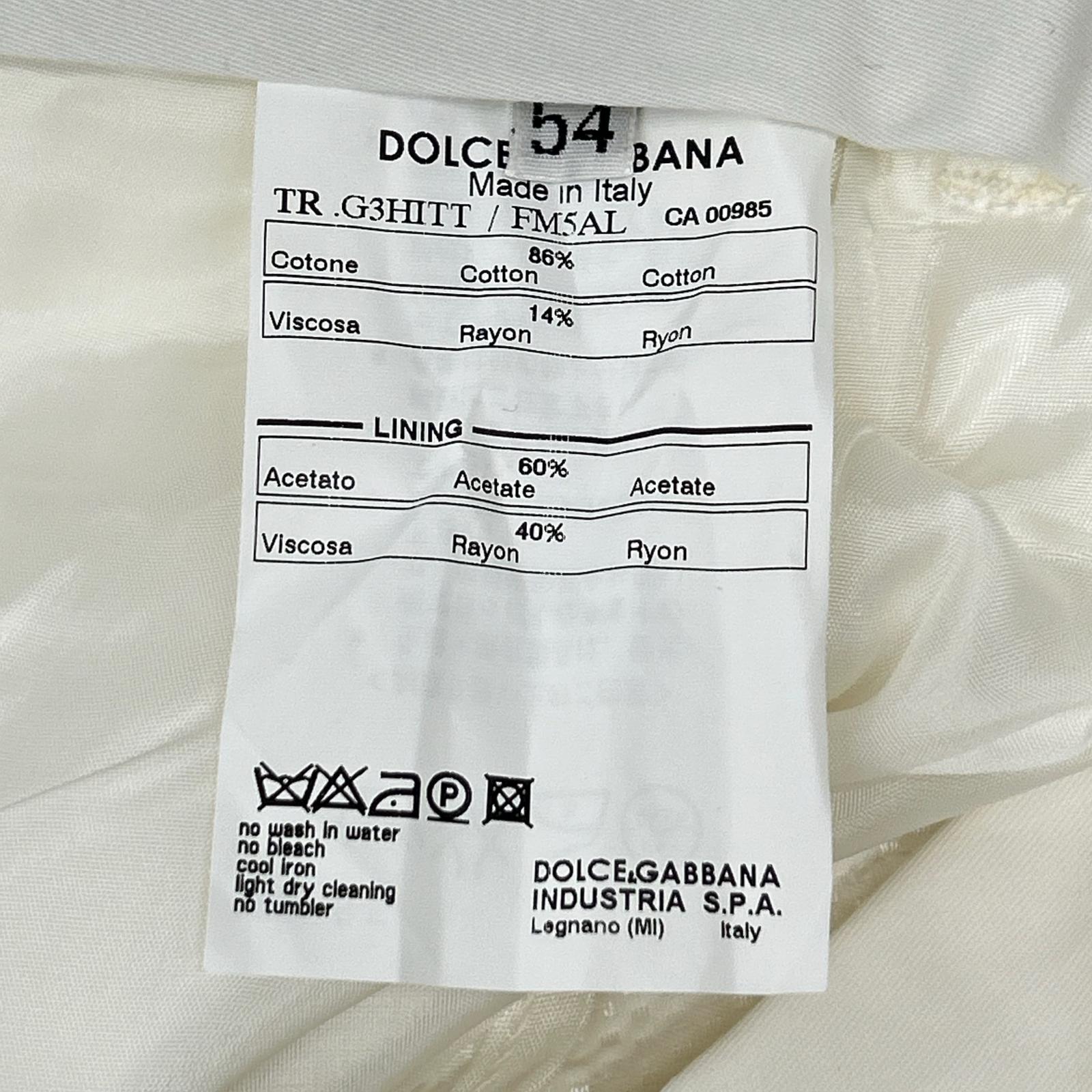 DOLCE&GABBANA ドルチェアンドガッバーナ G3HITT/FM5AL ホワイト センタープレススラックスパンツ ボトムス