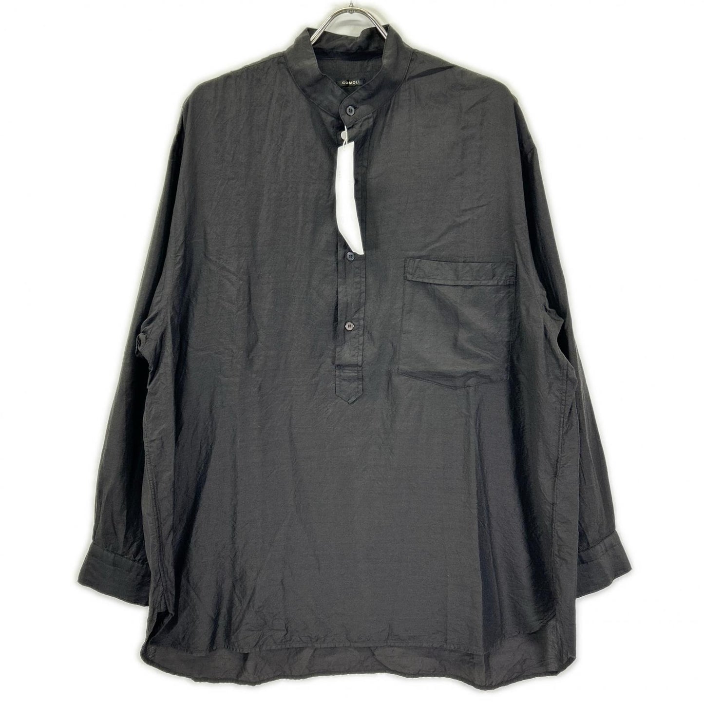 COMOLI コモリ 26SS D01-02008 ブラック ウールシルク プルオーバーシャツ トップス