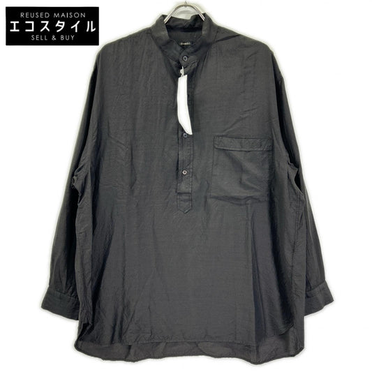 COMOLI コモリ 26SS D01-02008 ブラック ウールシルク プルオーバーシャツ トップス