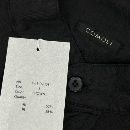 COMOLI コモリ 26SS D01-02008 ブラック ウールシルク プルオーバーシャツ トップス