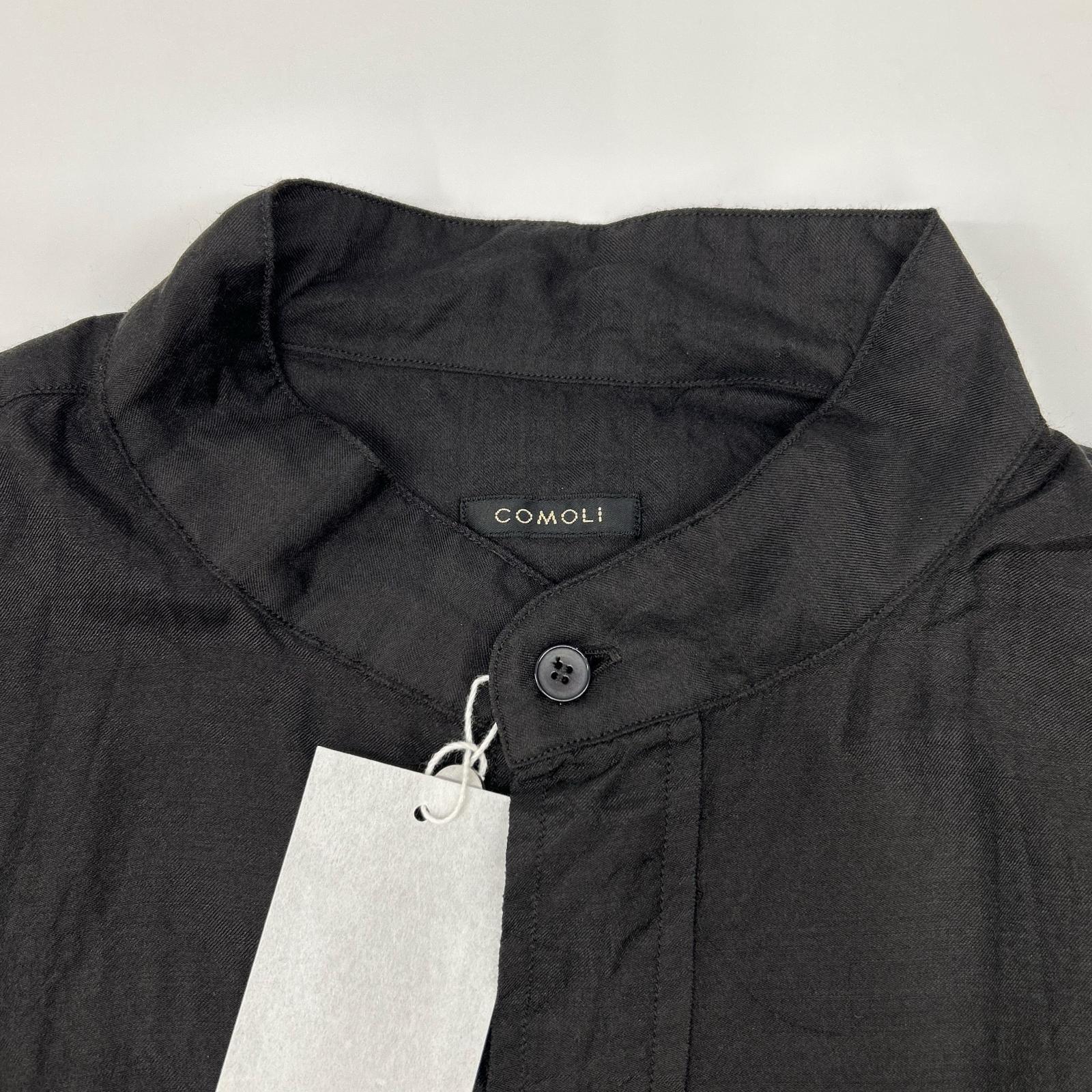 COMOLI コモリ 26SS D01-02008 ブラック ウールシルク プルオーバーシャツ トップス