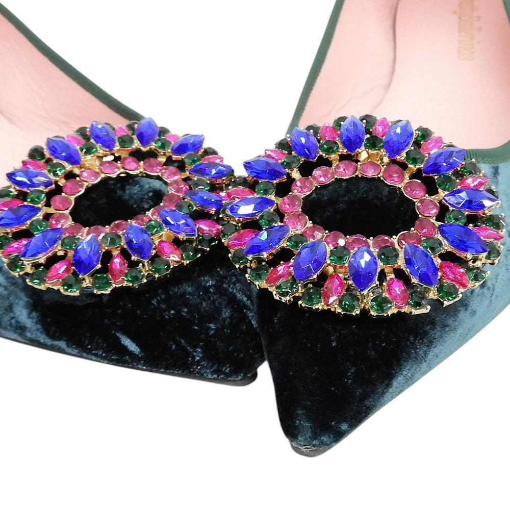 Pretty Ballerinas プリティ バレリーナ ELLA ベルベット ブローチ ポインテッドトゥ フラットパンプス シューズ レディース グリーン 38 シューズ