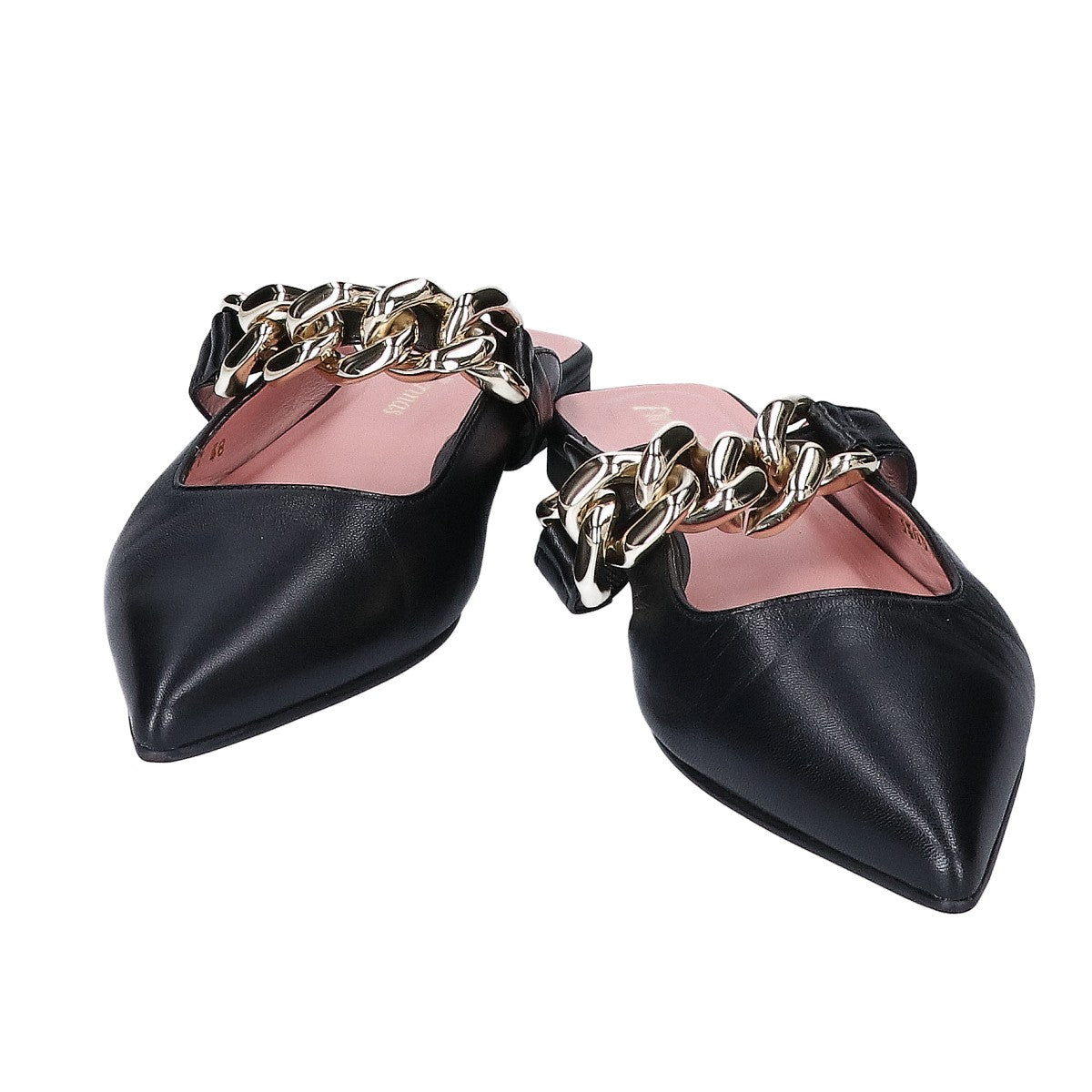 Pretty Ballerinas プリティ バレリーナ YVETTE チェーンベルトストラップ ポインテッドトゥ ミュール シューズ