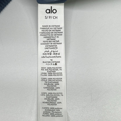 ALO アロー ブルー ハイネックリブ クロップドジップパテッドジャケット ジャケット
