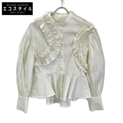 Bibiy ビビィ ホワイト ナイロン混 FRILL BLOUSE/フリルブラウス トップス