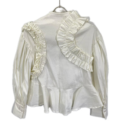 Bibiy ビビィ ホワイト ナイロン混 FRILL BLOUSE/フリルブラウス トップス