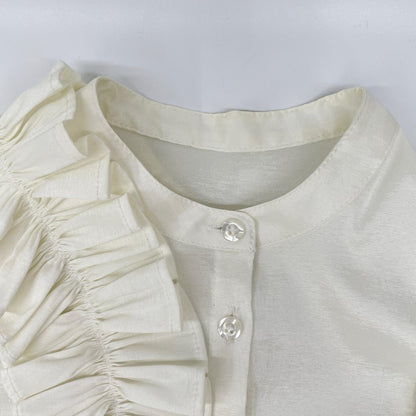 Bibiy ビビィ ホワイト ナイロン混 FRILL BLOUSE/フリルブラウス トップス