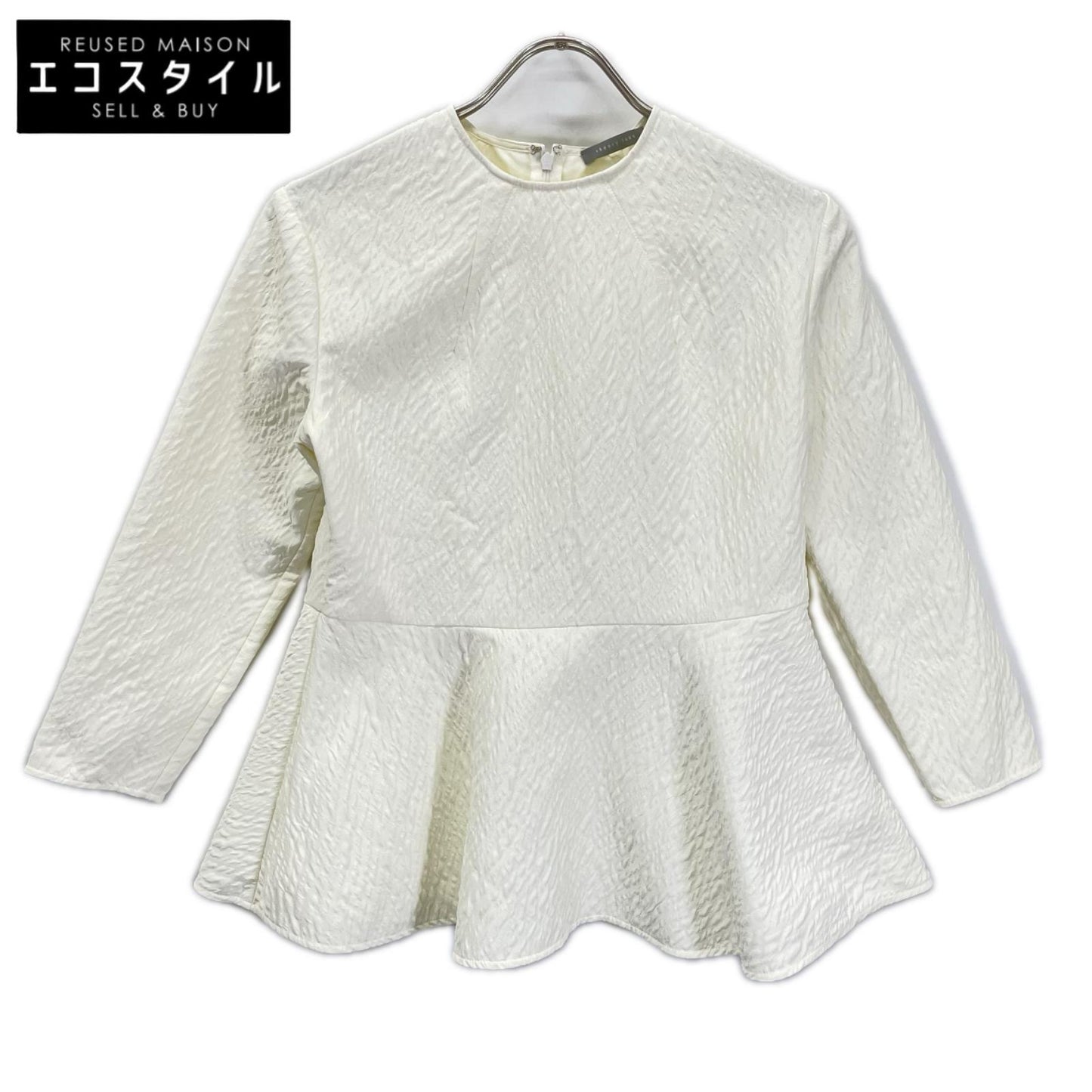 theory luxe セオリーリュクス 25SS ホワイト バックジップ ウォッシャブルペプラムブラウス トップス