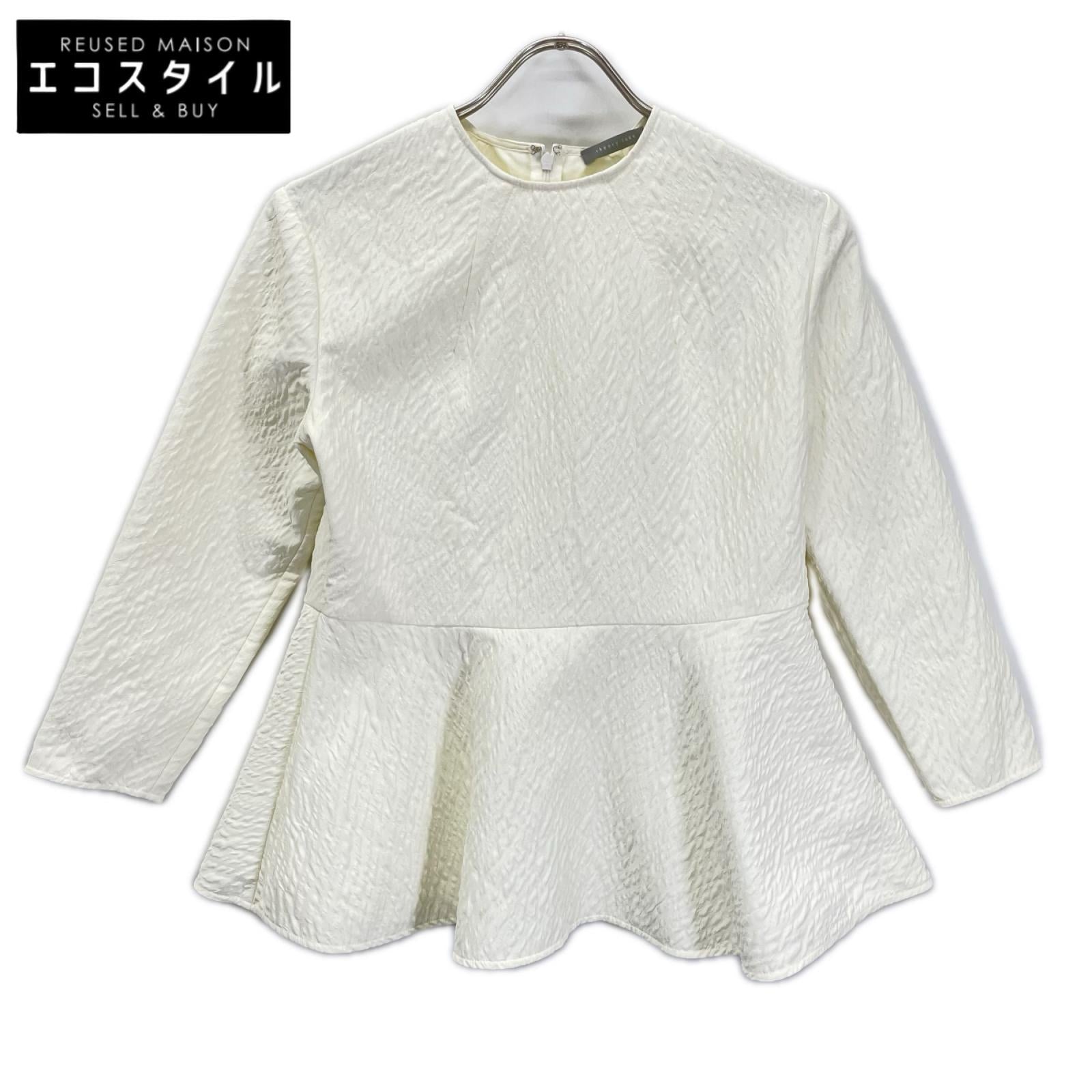 theory luxe セオリーリュクス 25SS ホワイト バックジップ ウォッシャブルペプラムブラウス トップス