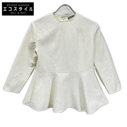 theory luxe セオリーリュクス 25SS ホワイト バックジップ ウォッシャブルペプラムブラウス トップス