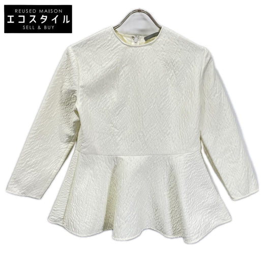 theory luxe セオリーリュクス 25SS ホワイト バックジップ ウォッシャブルペプラムブラウス トップス