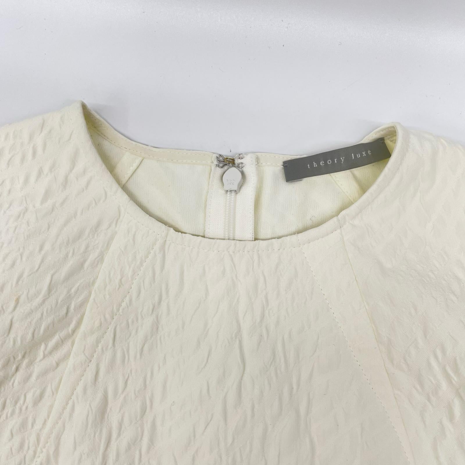 theory luxe セオリーリュクス 25SS ホワイト バックジップ ウォッシャブルペプラムブラウス トップス