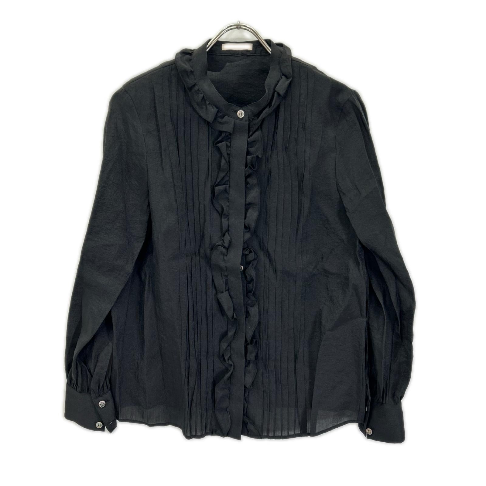 theory luxe セオリーリュクス 24AW ブラック レーヨン オーガンジー ボタンブラウス トップス