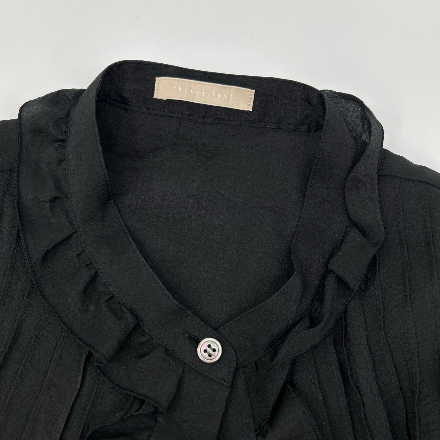 theory luxe セオリーリュクス 24AW ブラック レーヨン オーガンジー ボタンブラウス トップス