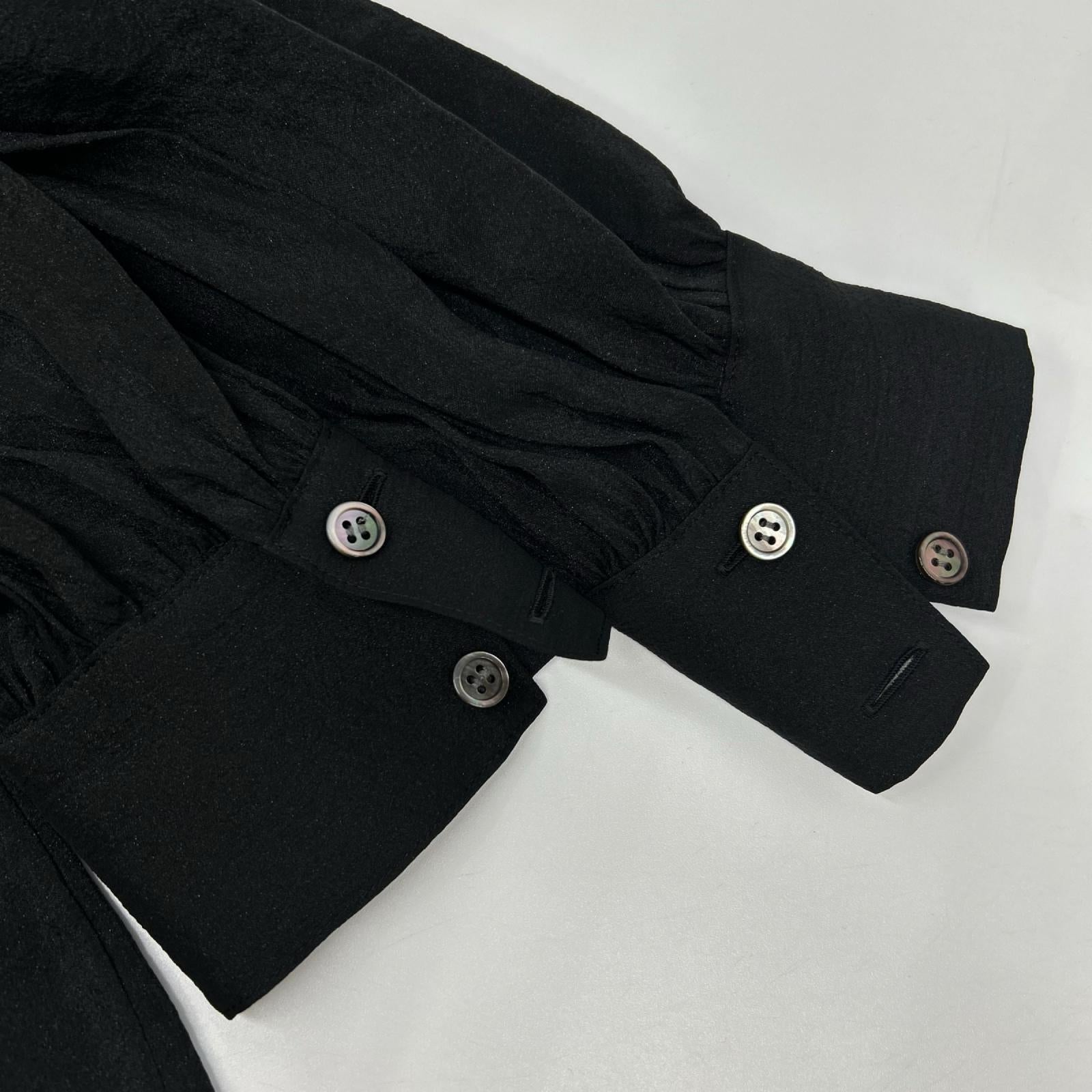 theory luxe セオリーリュクス 24AW ブラック レーヨン オーガンジー ボタンブラウス トップス