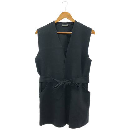 theory luxe セオリーリュクス 24SS ブラック コットン ベルト付き ノーカラー ニット ベスト トップス
