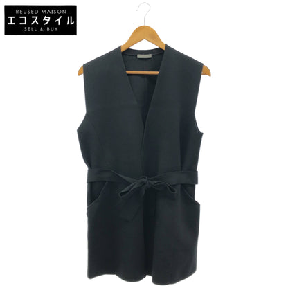 theory luxe セオリーリュクス 24SS ブラック コットン ベルト付き ノーカラー ニット ベスト トップス