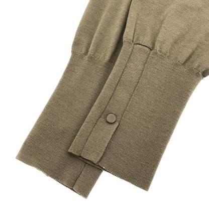 theory luxe セオリーリュクス ブラウン ウール 袖口ボタン リブニットロング カーディガン トップス