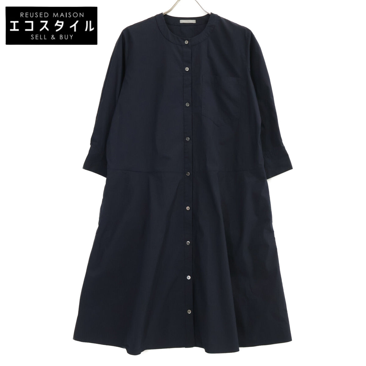theory luxe セオリーリュクス 24SS ネイビー コットン Tech Poplin ボタン シャツワンピース ワンピース