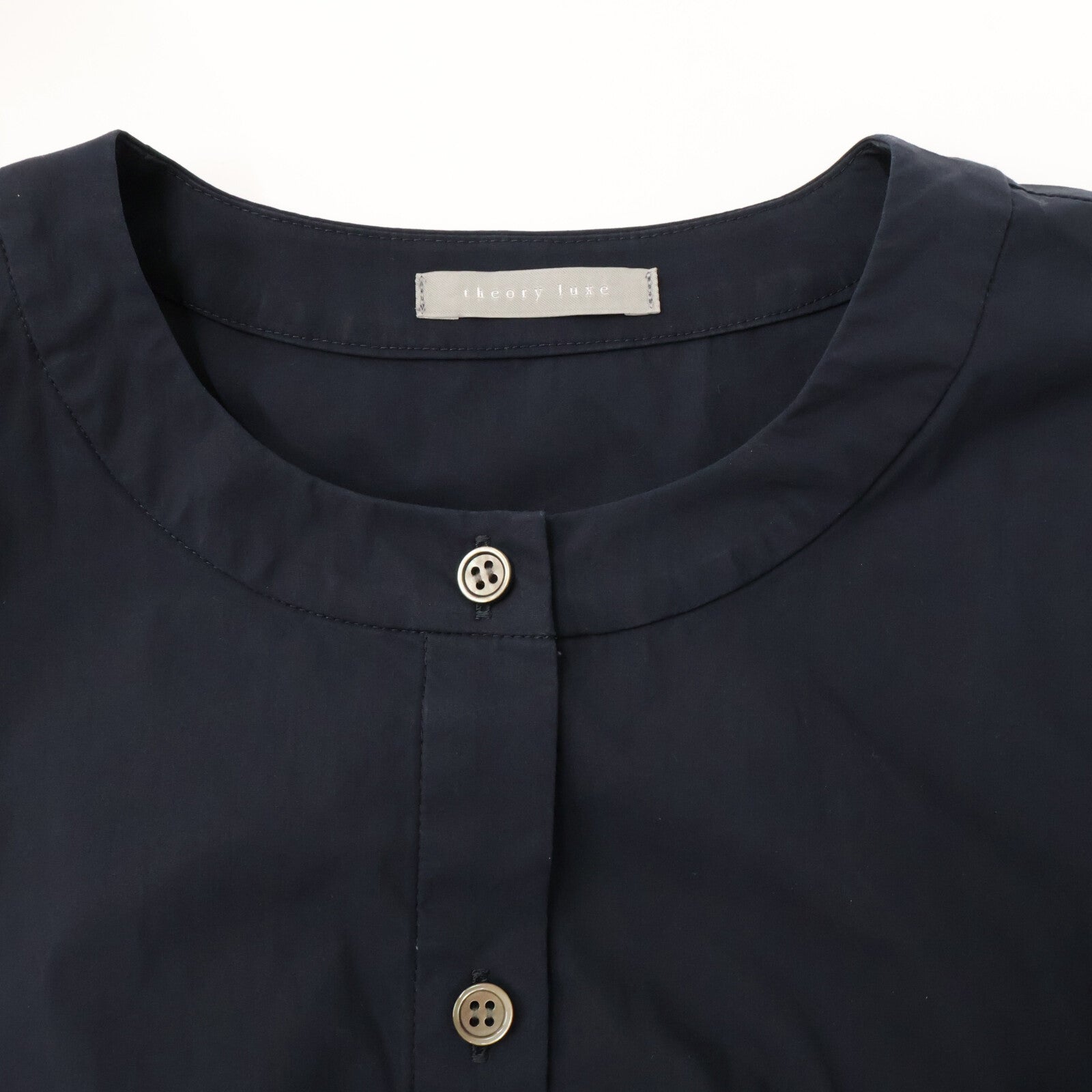 theory luxe セオリーリュクス 24SS ネイビー コットン Tech Poplin ボタン シャツワンピース ワンピース