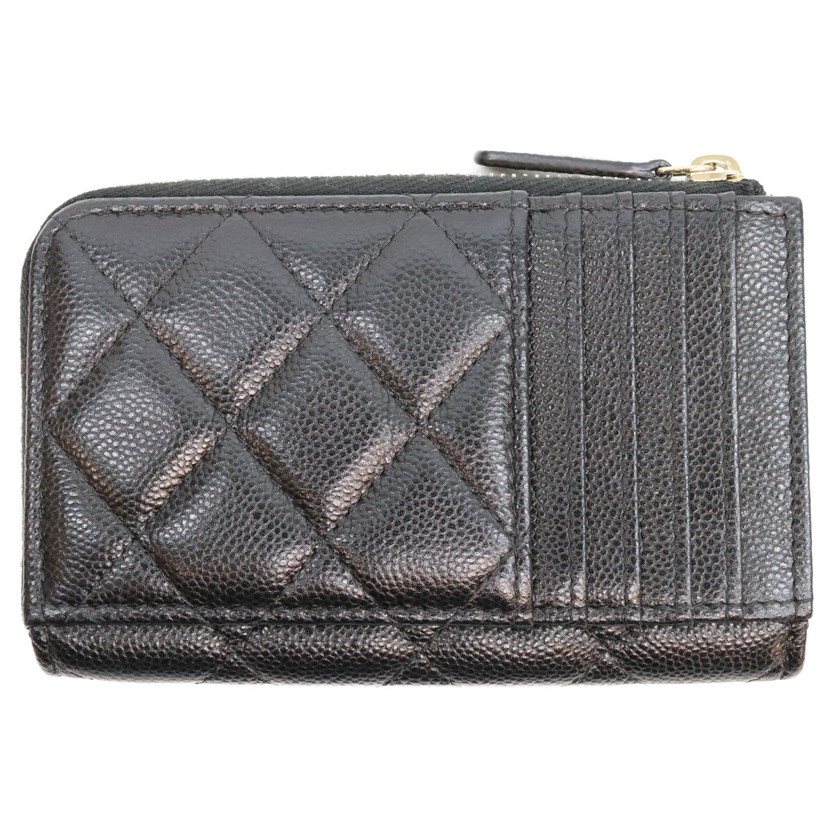 CHANEL シャネル AP3179 ランダムシリアル ブラック キャビアスキン シャンパンゴールド金具 クラシックジップカードケース/フラグメントケース カードケース
