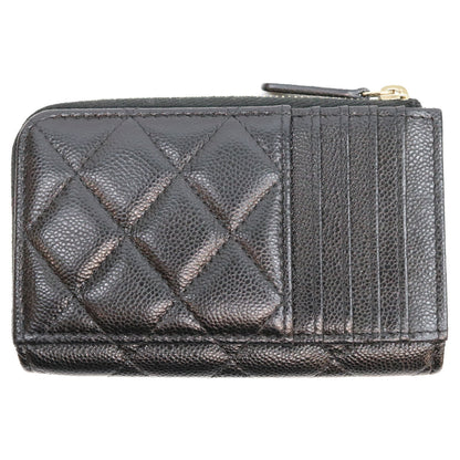 CHANEL シャネル AP3179 ランダムシリアル ブラック キャビアスキン シャンパンゴールド金具 クラシックジップカードケース/フラグメントケース カードケース