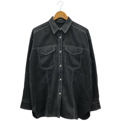 MAISON SPECIAL メゾンスペシャル ブラック バイカラーステッチ フェイクスウェードシャツ トップス