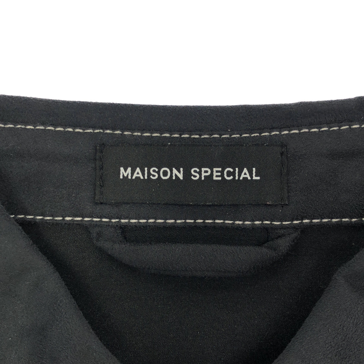 MAISON SPECIAL メゾンスペシャル ブラック バイカラーステッチ フェイクスウェードシャツ トップス