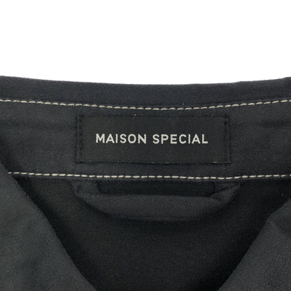 MAISON SPECIAL メゾンスペシャル ブラック バイカラーステッチ フェイクスウェードシャツ トップス