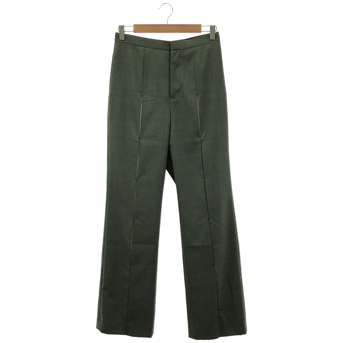 LE CIEL BLEU ルシェルブルー 25SS カーキ スリットシアーデザイン スリムフレアパンツ ボトムス