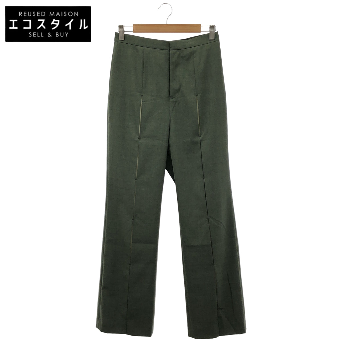 LE CIEL BLEU ルシェルブルー 25SS カーキ スリットシアーデザイン スリムフレアパンツ ボトムス