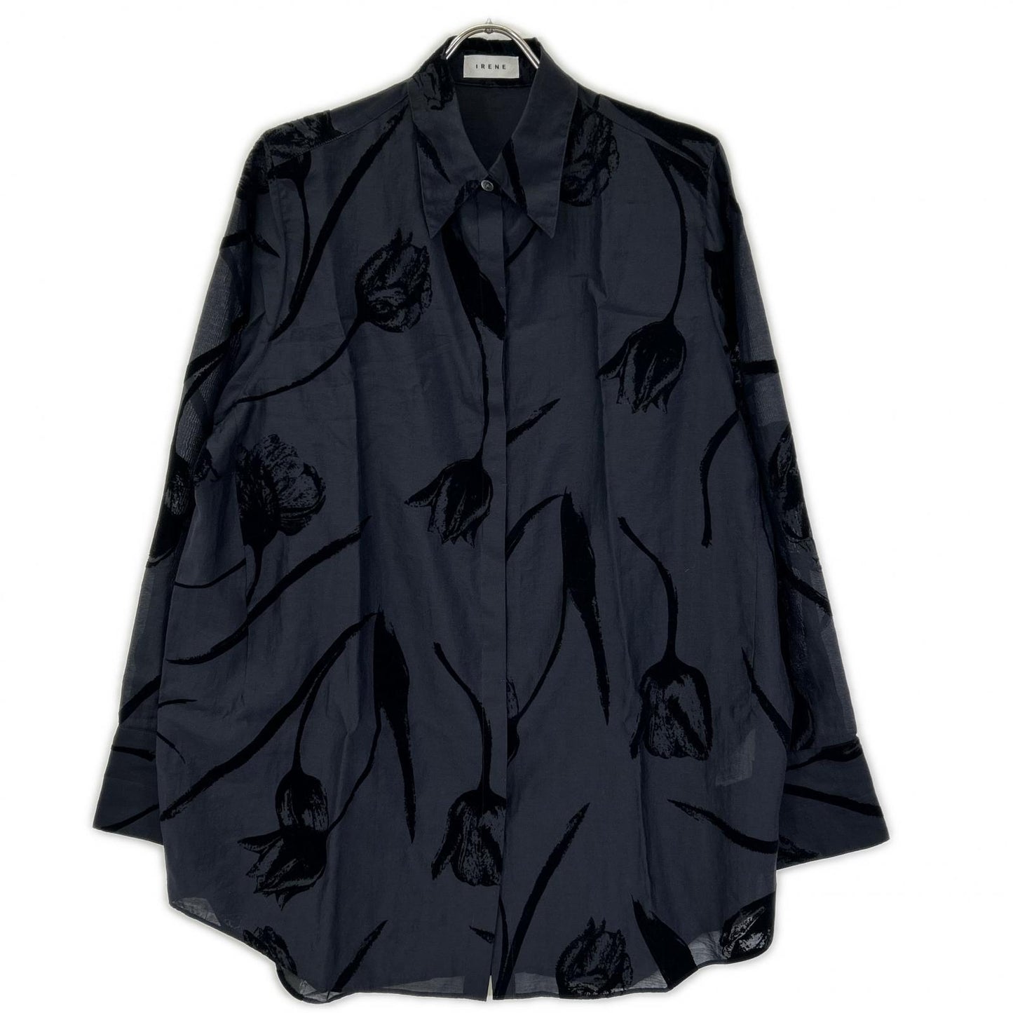 IRENE アイレネ 25SS 27S83002 ブラック Flocky Print Shirt/フロッキー プリントシャツ トップス