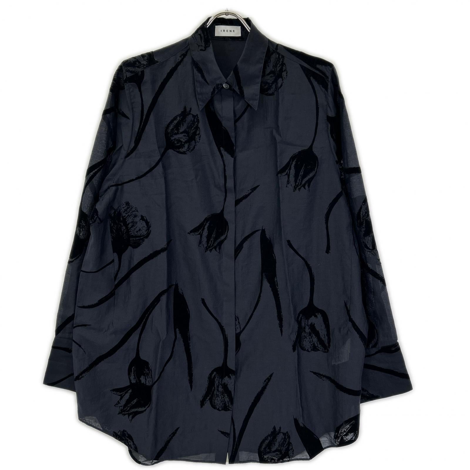IRENE アイレネ 25SS 27S83002 ブラック Flocky Print Shirt/フロッキー プリントシャツ トップス
