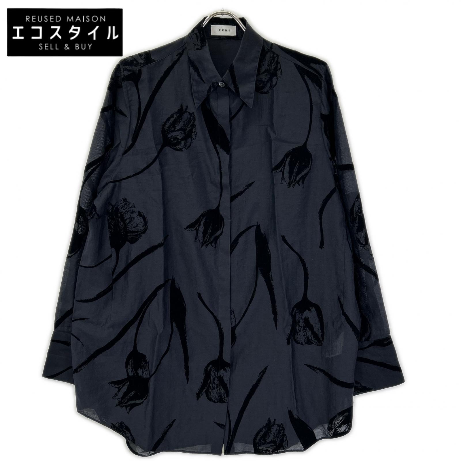 IRENE アイレネ 25SS 27S83002 ブラック Flocky Print Shirt/フロッキー プリントシャツ トップス