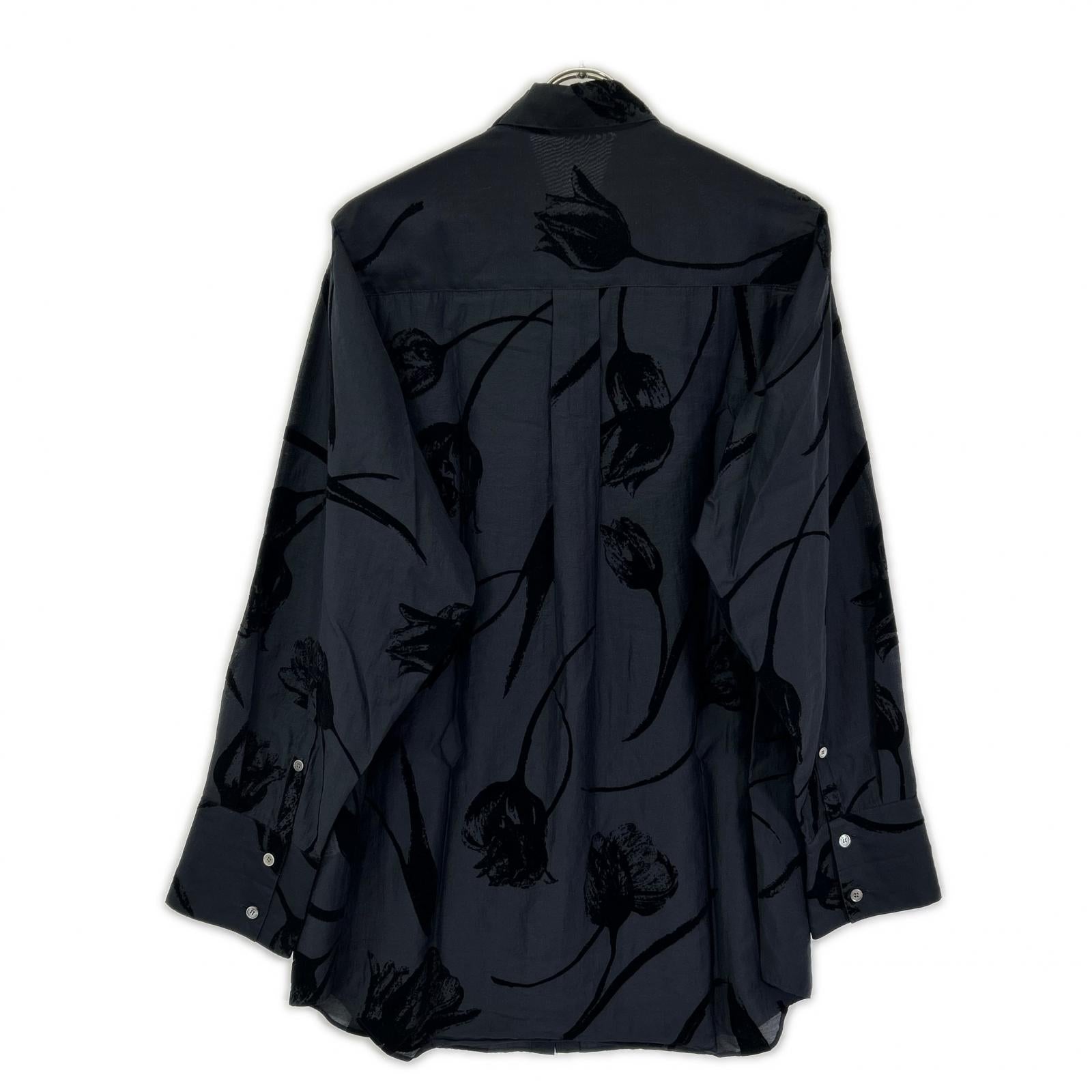 IRENE アイレネ 25SS 27S83002 ブラック Flocky Print Shirt/フロッキー プリントシャツ トップス