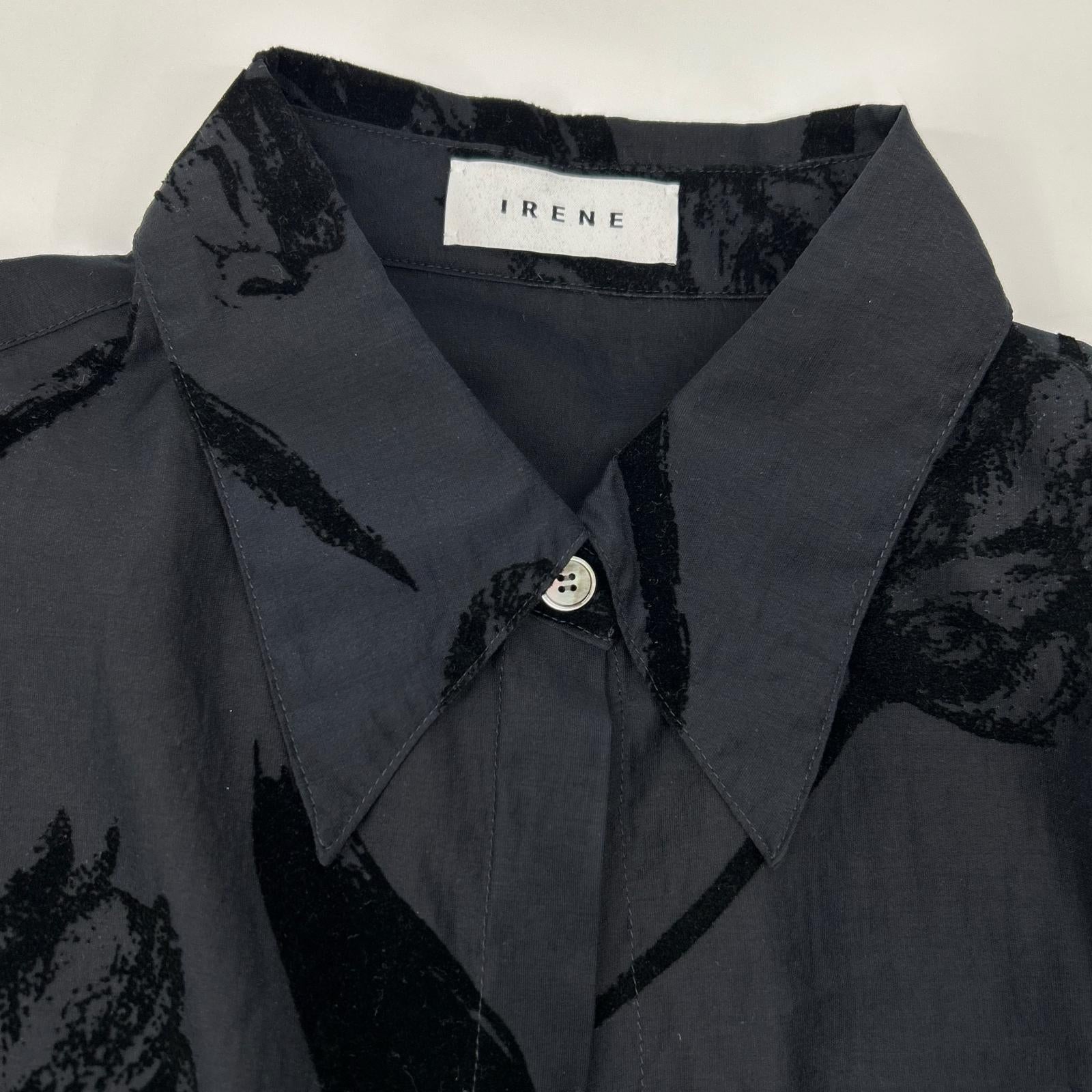 IRENE アイレネ 25SS 27S83002 ブラック Flocky Print Shirt/フロッキー プリントシャツ トップス