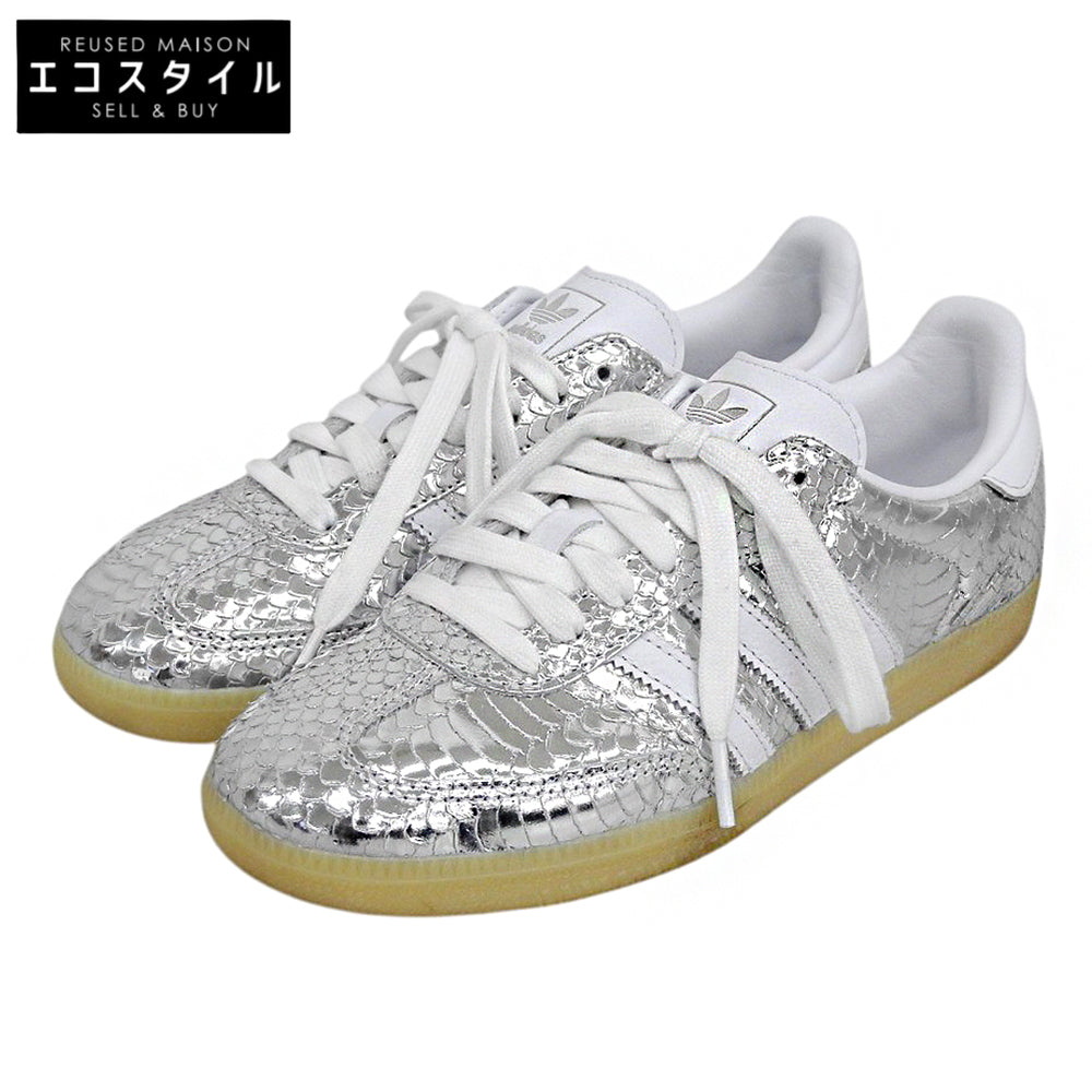 adidas アディダス 美品 サンバ OG スネークスキン ローカット スニーカー シューズ レディース シルバーメタリック 24cm IH9016 シューズ