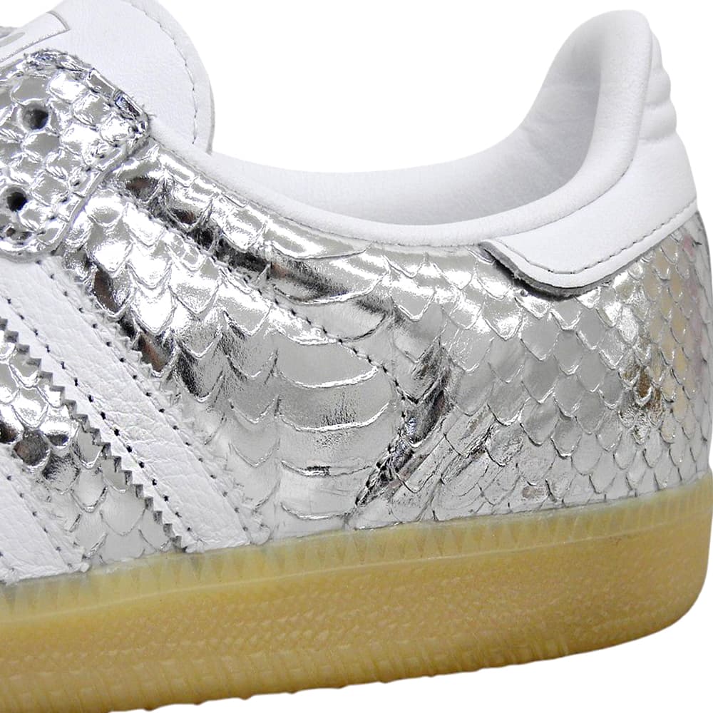 adidas アディダス 美品 サンバ OG スネークスキン ローカット スニーカー シューズ レディース シルバーメタリック 24cm IH9016 シューズ