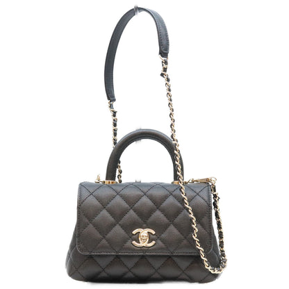 CHANEL シャネル AS2215 ブラック キャビアスキン シャンパンゴールド金具 ココハンドル19XXS チェーンショルダーバッグ ハンドバッグ