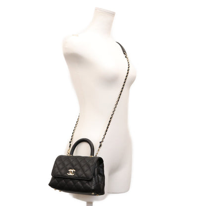 CHANEL シャネル AS2215 ブラック キャビアスキン シャンパンゴールド金具 ココハンドル19XXS チェーンショルダーバッグ ハンドバッグ