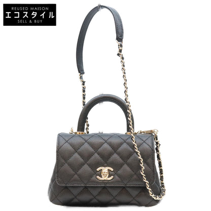 CHANEL シャネル AS2215 ブラック キャビアスキン シャンパンゴールド金具 ココハンドル19XXS チェーンショルダーバッグ ハンドバッグ