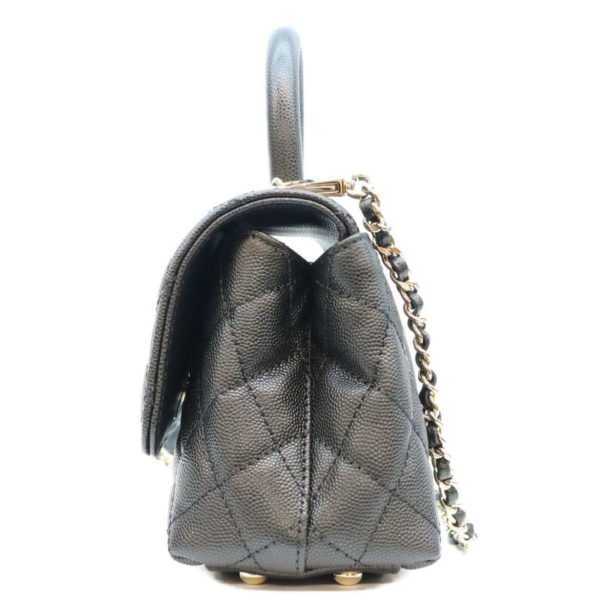 CHANEL シャネル AS2215 ブラック キャビアスキン シャンパンゴールド金具 ココハンドル19XXS チェーンショルダーバッグ ハンドバッグ