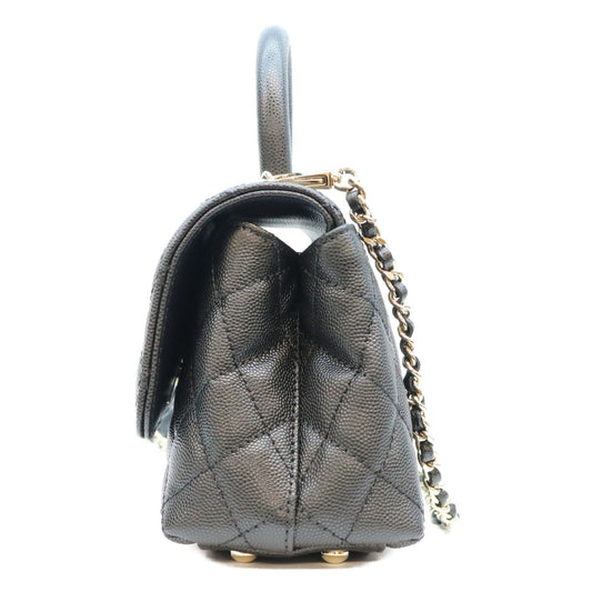 CHANEL シャネル AS2215 ブラック キャビアスキン シャンパンゴールド金具 ココハンドル19XXS チェーンショルダーバッグ ハンドバッグ