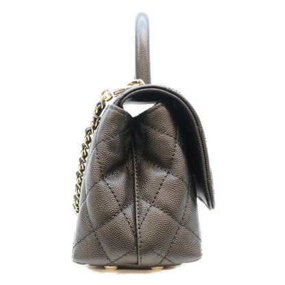 CHANEL シャネル AS2215 ブラック キャビアスキン シャンパンゴールド金具 ココハンドル19XXS チェーンショルダーバッグ ハンドバッグ
