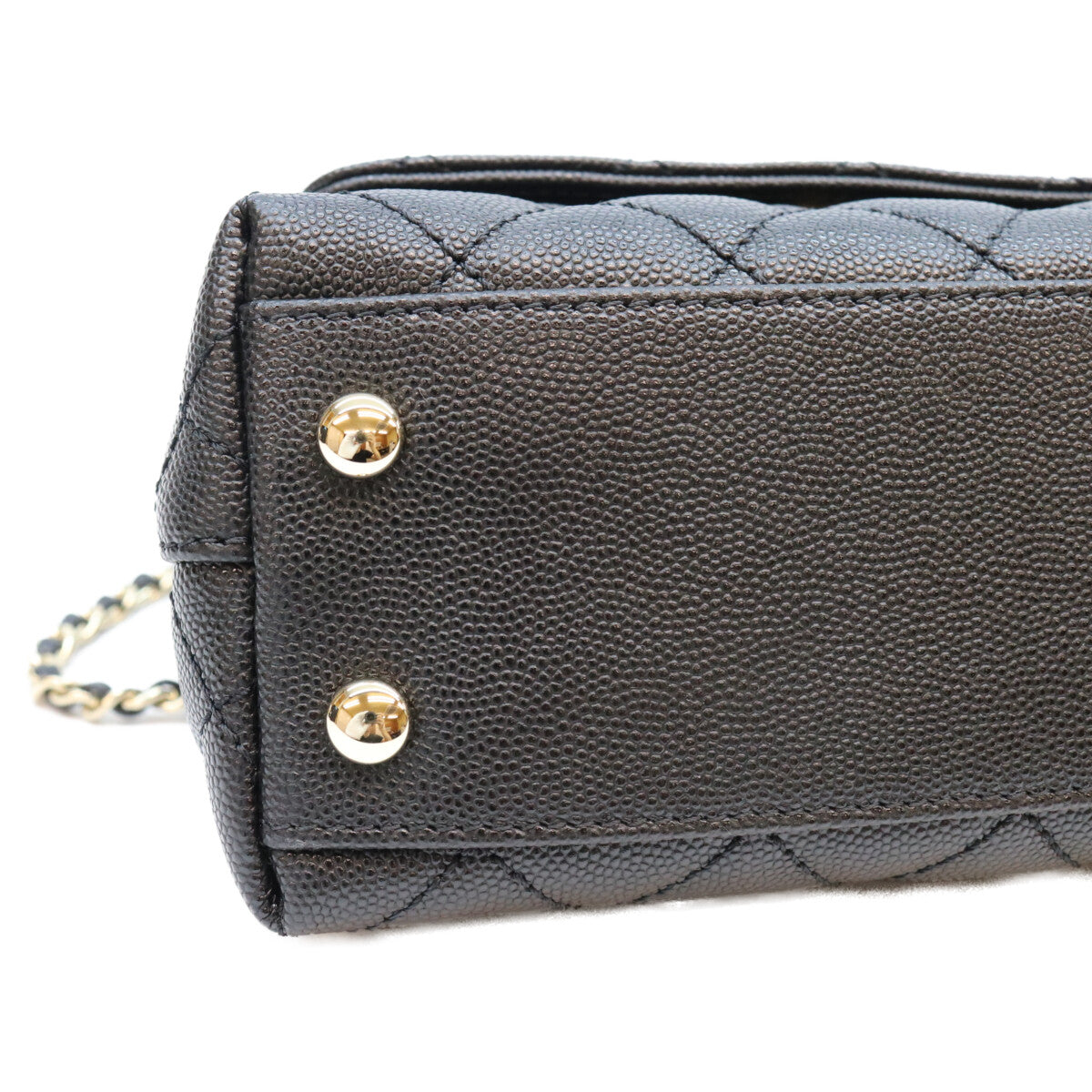 CHANEL シャネル AS2215 ブラック キャビアスキン シャンパンゴールド金具 ココハンドル19XXS チェーンショルダーバッグ ハンドバッグ
